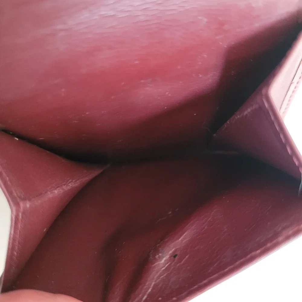 Cartier Must de Cartier Burgundy Leather Bifold Wallet Gold Corners Italy Vintag
